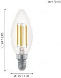 Лампочка светодиодная филаментная свеча прозрачная E14 3,5W 350 lm 2700K Eglo Lm_led_e14 11704