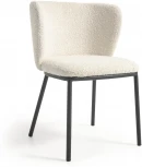 Стул Ciselia из белой ткани букле и черного металла La Forma (ex Julia Grup) арт.108355