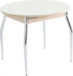 Стол Ривьера СВ D90, Стекло, Дуб выбеленный/Молочный, 5, Аврора