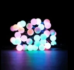 Гирлянда «Шарики» 10м Разноцветная с Мерцанием 4В, Диаметр Шарика 23мм, 75 LED, Провод Черный Каучук, IP65