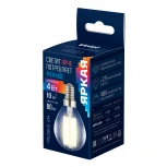 Лампа светодиодная, форма "шар", прозрачная, теплый белый свет 3000K Uniel Яркая A++ LED-G45-4W/3000K/E14/CL GLY01TR