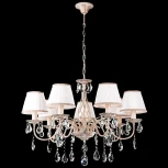 Подвесная люстра Eurosvet 3637 3637/7 белый с золотом / прозрачный хрусталь (220V, хрусталь Strotskis, на цепи)