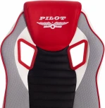 Кресло PILOT кож/зам/ткань, черный перфорированный/св.серый/красный, 36-6/06/TW-14/36-161 Tetchair 15288