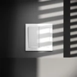 Проходной переключатель двухклавишный с подсветкой (белый матовый) Voltum S70 VLS020402