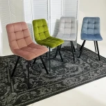 Стул CHILLI SQUARE BLUVEL-03 светло-серый, велюр / черный каркас M-City 629M04897