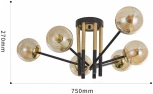 Потолочная люстра на штанге Arte Milano Neapolis-73708 273708/6 BK/GD (220V, шар, молекулы)