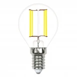 Лампа светодиодная, форма "шар", прозрачная, белый свет 4000K Volpe Optima Филамент LED-G45-5,5W/4000K/E14/CL/SLF
