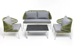 "Милан" лаунж-зона 4-местная плетеная из роупа (веревки), каркас алюминиевый светло-серый, роуп салатовый меланж 4SIS арт.УТ-00005964