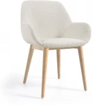Стул Konna из белой ткани букле с ножками из массива ясеня La Forma (ex Julia Grup) арт.110294