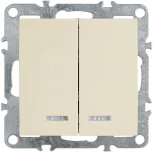 Выключатель двухклавишный с подсветкой (слоновая кость) Stekker Эрна 39321