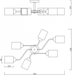 Потолочная люстра на штанге Escada Vertigo 1131/6P Black/Gold 6x60Вт E27, металл/стекло, черный/золото (220V)