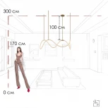 Потолочная люстра на штанге светодиодная с гибким неоном Loft It Thread 10388P/C Brass (220V)