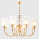 Подвесная люстра Crystal Lux ELENA SP8 GOLD (220V, на цепи, круглые)