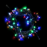 Гирлянда Нить 10м Разноцветная с Мерцанием Белого Диода 220В, 75 LED, Провод Черный Каучук, IP65