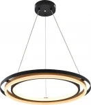 Подвесной светодиодный светильник Escada Lagom 10248/2LED 82Вт,с ПДУ, металл/акрил, чёрный/дерево (регулировка яркости, 220V, на тросе, кольцо)