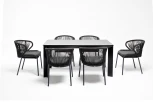 Обеденная группа на 6 персон со стульями Милан, каркас темно-серый, роуп темно-серый 4SIS Венето VEN-CMIL6T1-7-SET D-gray