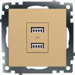 Розетка с USBх2 (золото) Stekker Катрин 49229