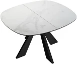 Стол DikLine SFK110 стекло белое мрамор глянец,подстолье черное,опоры черные (2 уп.)