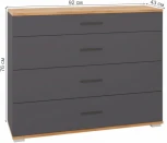 Комод Woodville Кассандра 92 дуб крафт золотой / антрацит 559210