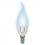 Лампочка светодиодная свеча на ветру прозрачная E14 7W 4000K Uniel LED-CW37 7W/NW/E14/FR PLP01WH