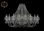 Подвесная большая люстра Art Classic 11.11 11.11.20.460.Gd.Sp (220V, хрусталь, на цепи, подсвечник, свеча)