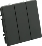 Выключатель трехклавишный (черный) Stekker Эмили 49844