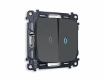Комплект механизма Ambrella Volt 2-клавишного выключателя с подсветкой 10000K OMEGA MO904020 Графит мягкое касание QUANT