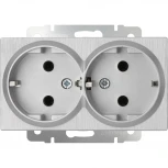 Розетка двойная с заземлением (серебряный рифленый) Werkel W1172009 (a051347)