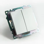 Переключатель двухклавишный (серебро) Stekker Катрин 49168