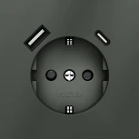 Розетка с заземлением, шторками и USB Type A+С (титан) Voltum S70 VLS040506