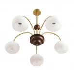 Потолочная люстра на штанге Lumion Larina 8323/5C латунь/белый, металл/стекло/дерево E27 5*60W 220V