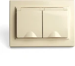 Розетка двойная с заземлением и защитной крышкой (слоновая кость) Stekker Эрна 49137