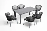 Обеденная группа на 6 персон со стульями Милан, каркас темно-серый, роуп темно-серый 4SIS Венето VEN-CMIL6T1-7-SET D-gray