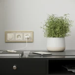 Рамка на 3 поста Baguette (айвори/латунь) Werkel W0032851 (a060236)