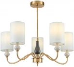 Потолочная люстра на штанге Lumion Anri 6590/5 латунь/мятный зеленый, металл, керамика/текстиль E14 5*40W 220V