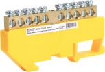 Шина заземления на изоляторе на DIN-рейку 10 выводов (желтый) Stekker 49547