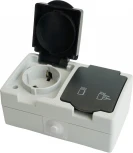 Розетка двойная с заземлением и защитной крышкой (серый,графит) Stekker Велена 32754