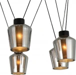 Подвесной светильник Escada Trenton 2140/6S 6x40Вт E27, металл/стекло, черный, дымчатый плафон (220V, на проводе)