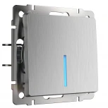 Выключатель одноклавишный с подсветкой (cеребряный рифленый) Werkel W1110109 (a051364)
