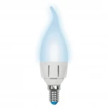 Лампочка светодиодная свеча на ветру белая E14 6W 4500K Uniel LED-CW37-6W/NW/E14/FR/DIM PLP01WH