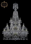 Подвесная большая люстра Art Classic 11.12 11.12.16+8+4.300.3d.XL-132.Gd.Sp (220V, хрусталь, на цепи, подсвечник, свеча)