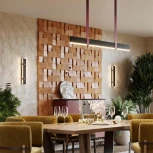 Подвесной светильник Odeon Light Vincent 6629/25L HIGHTECH металл/экокожа/ткань/акрил бордовый/черный IP20 LED 25W 3000K 220V