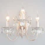Бра Eurosvet 3305 3305/3 белый с золотом / прозрачный хрусталь (220V, хрусталь Strotskis, подвески, подсвечник, свеча)