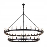 Подвесная большая люстра ярусная Citilux Смитсон CL470254 (220V, на цепи, свеча, круглые, под старину, кольцо)