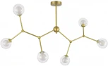 Потолочная люстра на штанге Evoluce Arcus SLE1106-203-06 Золотистый/Прозрачный, Белый G9 6*5W (220V, шарики, молекулы)