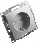 Розетка с заземлением и шторками (серебро) Stekker Катрин 39582