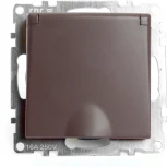 Розетка с заземлением защитной крышкой и шторками (коричневый) Stekker Катрин 49029