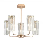 Потолочная люстра на штанге с хрустальными подвесками Lumion Favla 8347/5 золото/прозрачный, металл/хрусталь E14 5*40W 220V