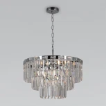 Подвесная люстра Wi-Fi каскадная Elegante 10130/8 хром Eurosvet (220V, хрусталь, управление смартфоном, голосовое управление, умный дом - Minimir Home, Алиса, Маруся, Салют, на цепи)