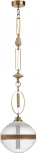 Подвесной светильник Odeon Light Krema 5441/1C сатинированн.латунь/прозрачн./металл/стекло/травертин/веревка G9 LED 6W (220V, подвески, на цепи)